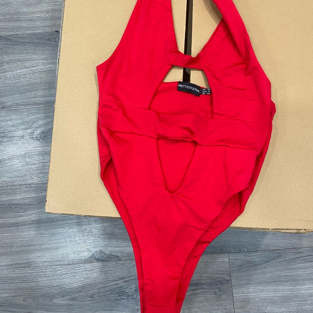 Red one piece swimsuit